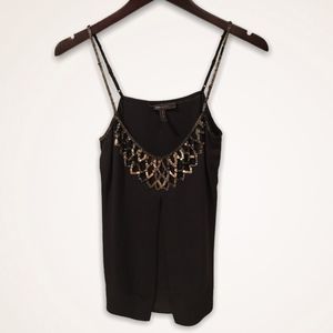 BCBGMAXAZRIA Sequin Silk Cami Top